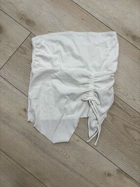 White Ruched Drawstring Tube Top